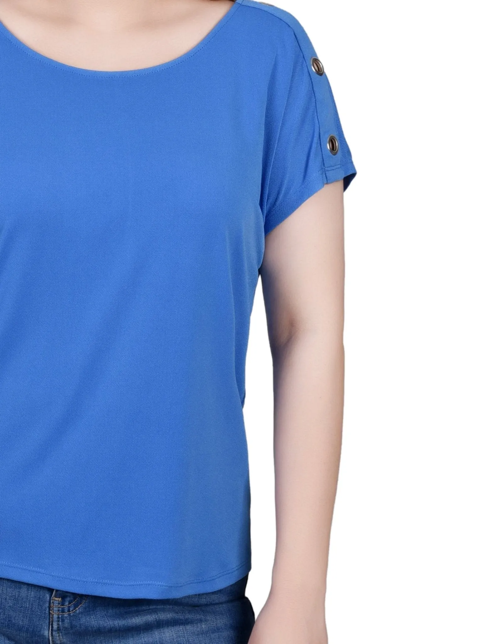 Short Sleeve Extended Sleeve Tunic Top - Petite