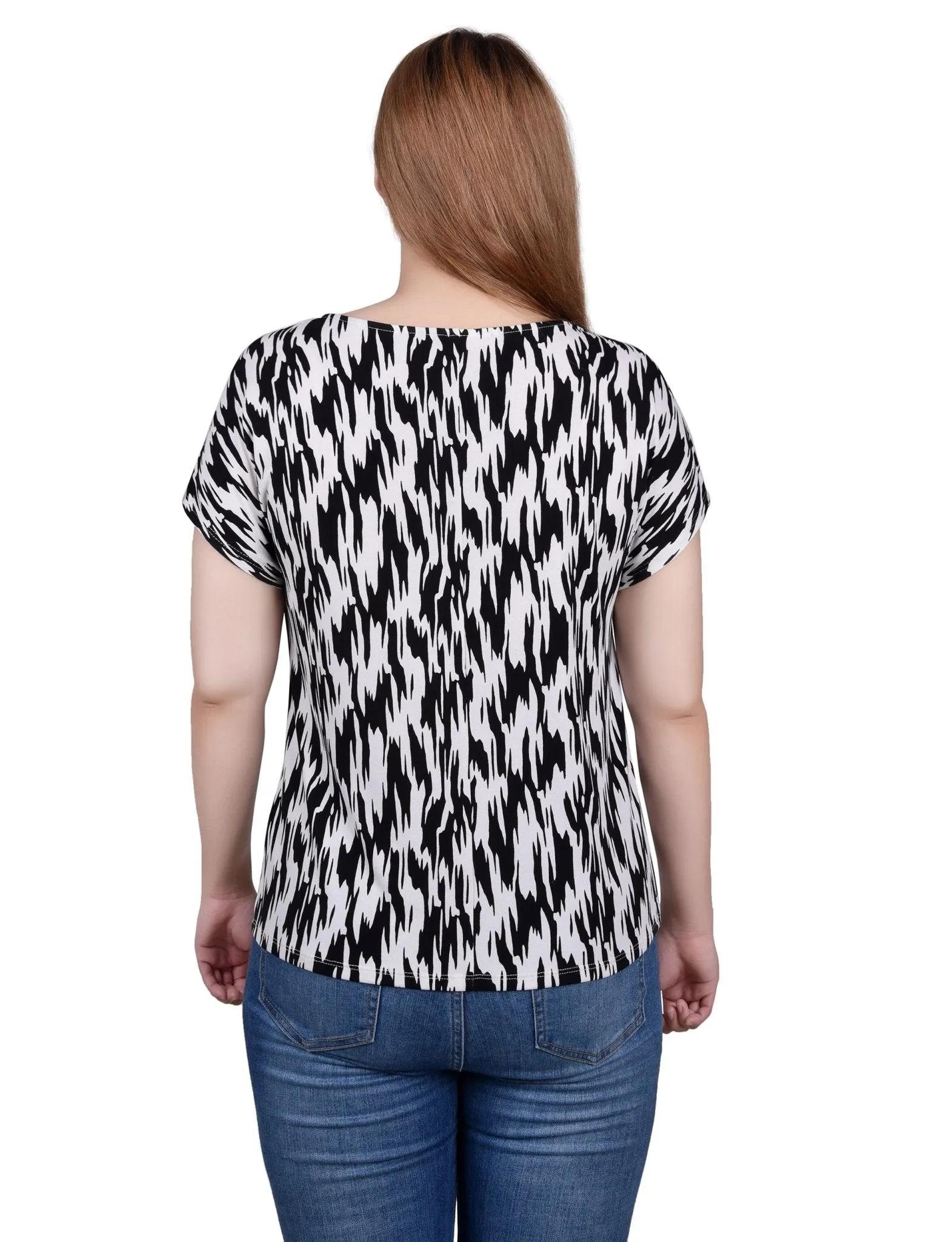 Short Sleeve Extended Sleeve Tunic Top - Petite