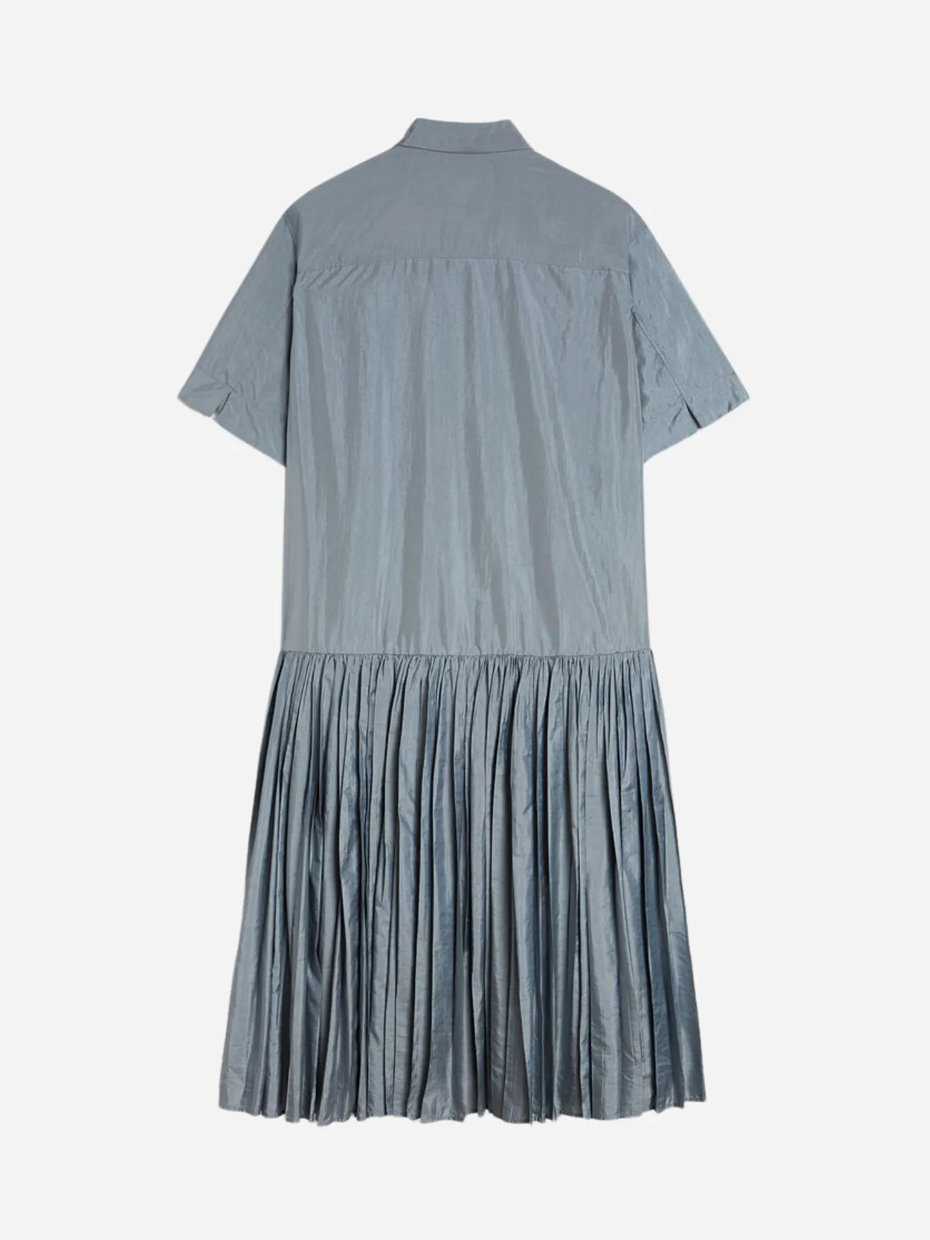 Silk & Nylon Canvas Dress - Pewter Blue
