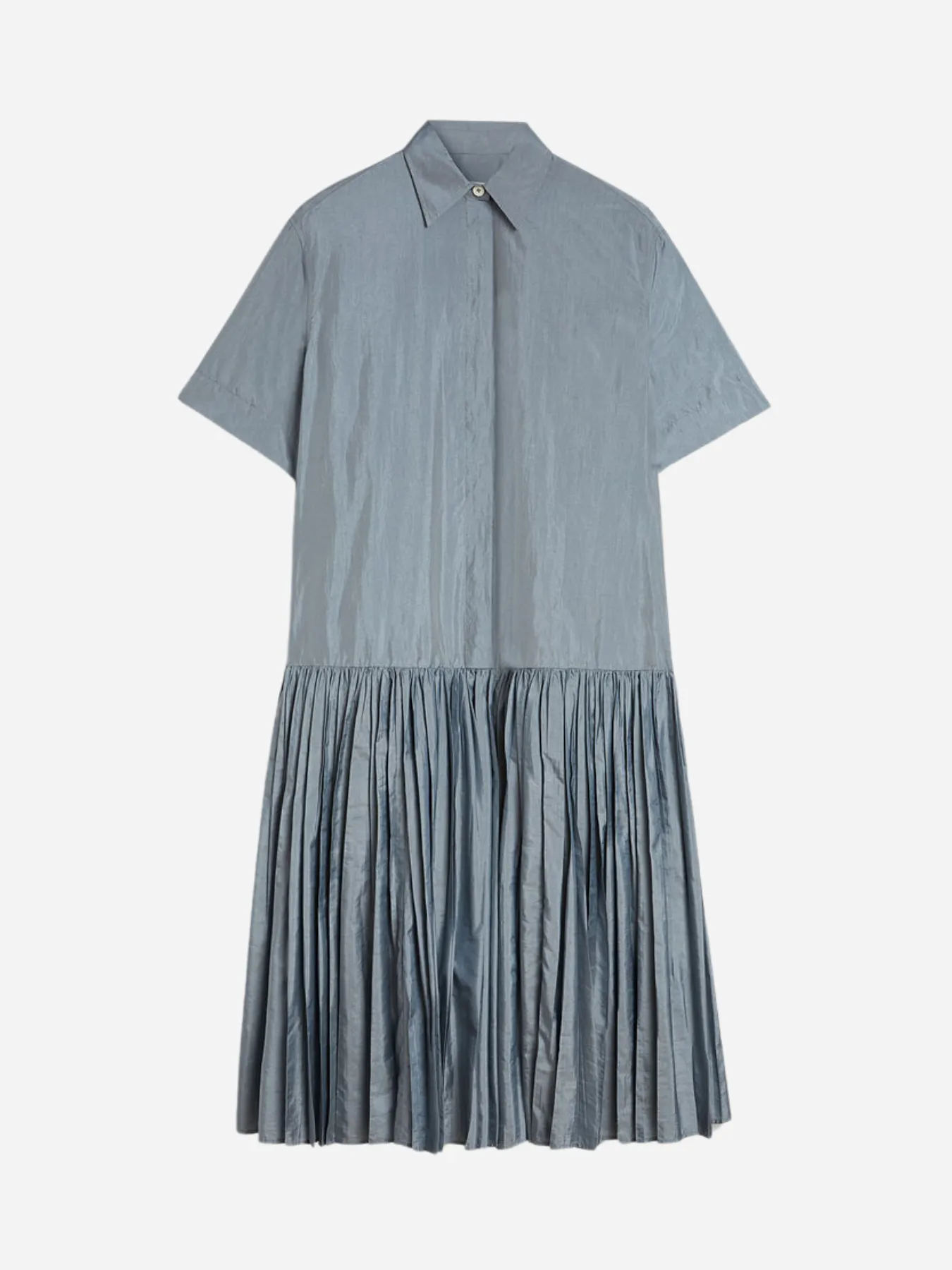 Silk & Nylon Canvas Dress - Pewter Blue