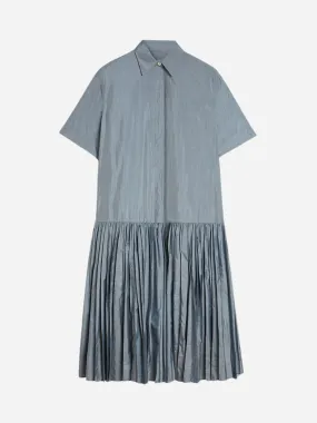 Silk & Nylon Canvas Dress - Pewter Blue