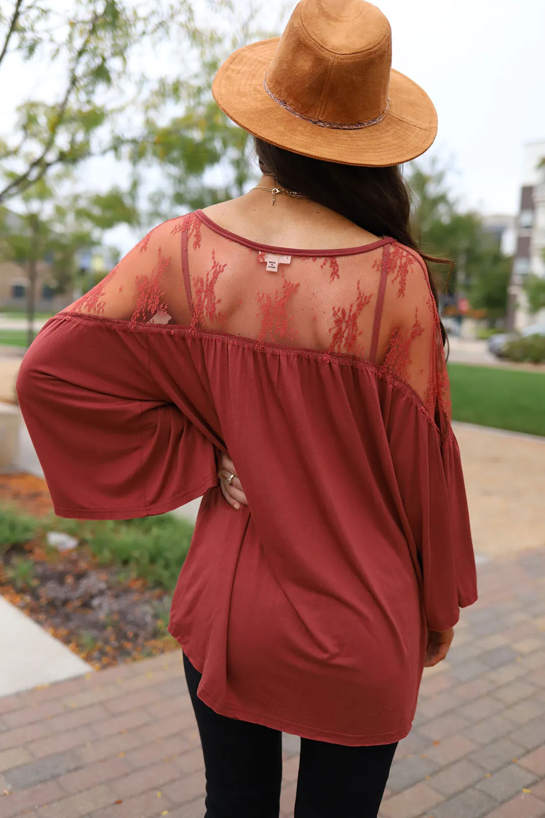 Skyenne Lace Bohemian Top - Brick