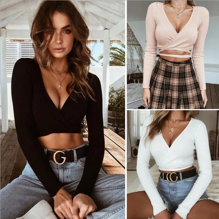Slim V-Neck Crop Top