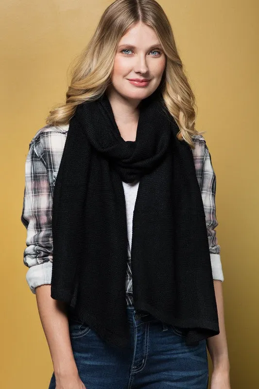 Soft Knit Garter Scarf Black