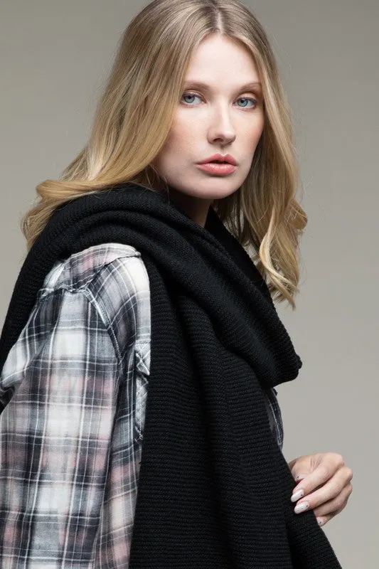 Soft Knit Garter Scarf Black