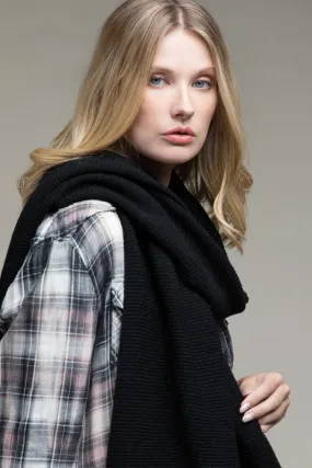Soft Knit Garter Scarf Black