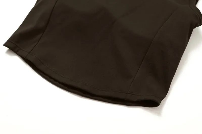 Solid Color Stretchy Turtleneck Sleevless Top And Flowy Mini Skirt Set