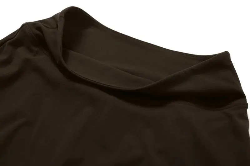 Solid Color Stretchy Turtleneck Sleevless Top And Flowy Mini Skirt Set