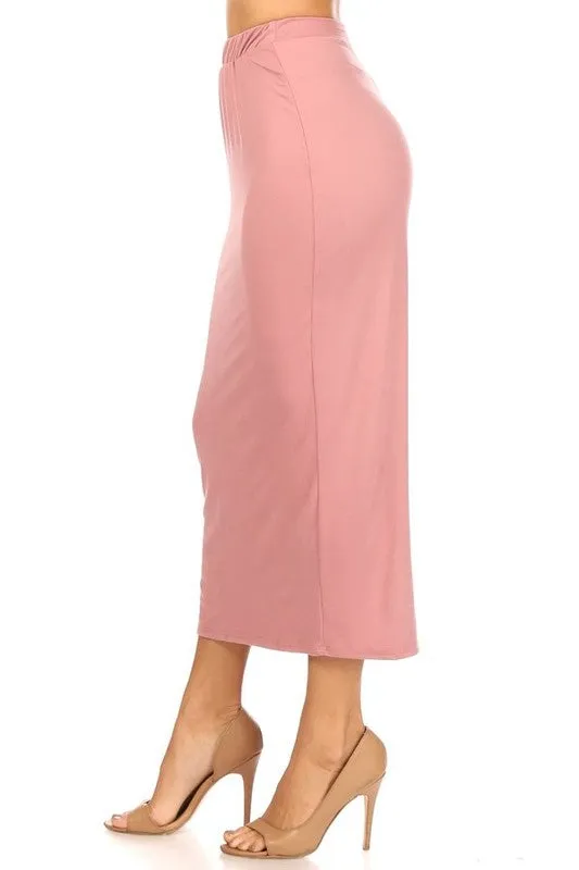 Solid Midi Pencil Skirt