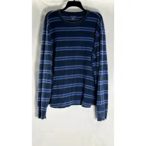 SONOMA LIFE STYLE Men's Blue Striped Thermal Crewneck Long Sleeve T-Shirt SZ 2XL
