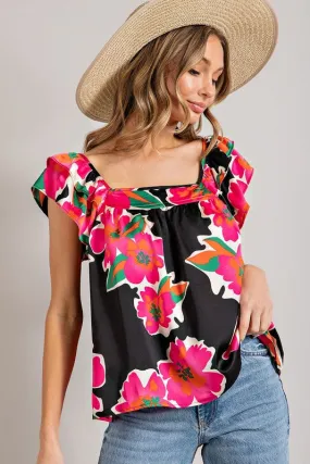 Square Neck Floral Top