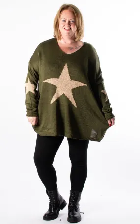 Star Knit Jumper | Khaki
