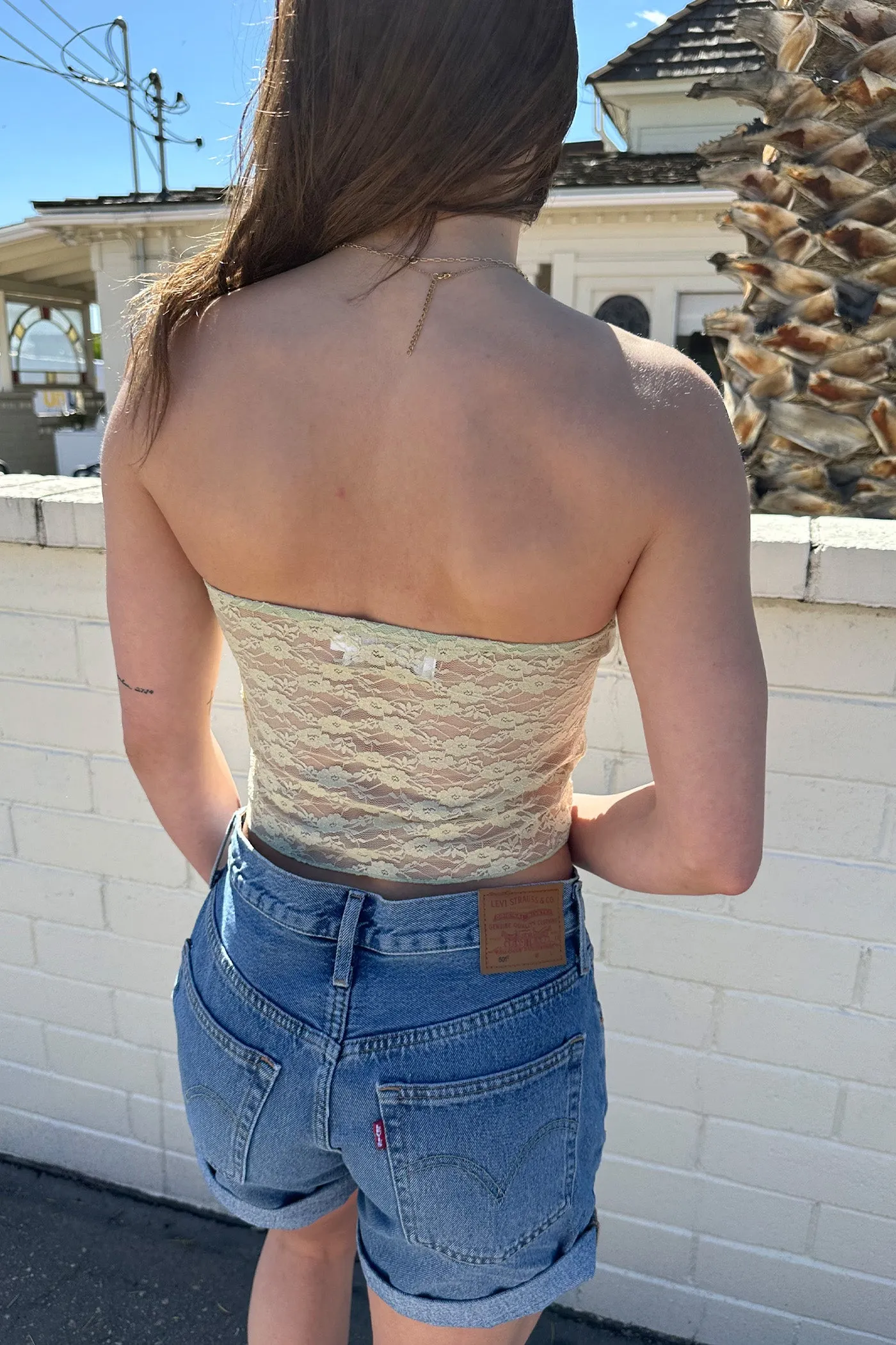 Strapless Sheer Lace Top