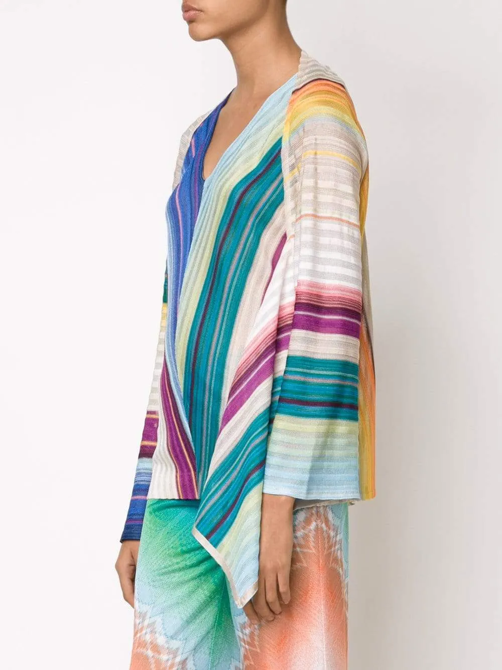 Striped Open Drape Cape