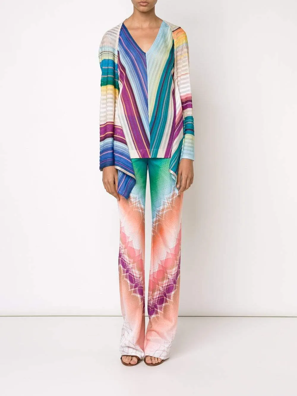 Striped Open Drape Cape
