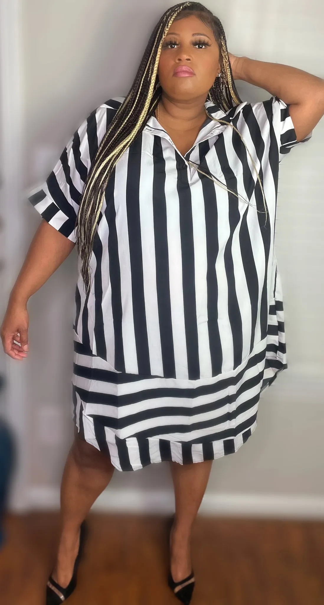The Zelda Shirt Dress Black & White Striped Shirt Dress