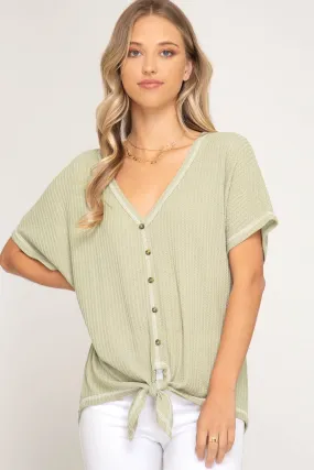 Thermal Front Tie Top
