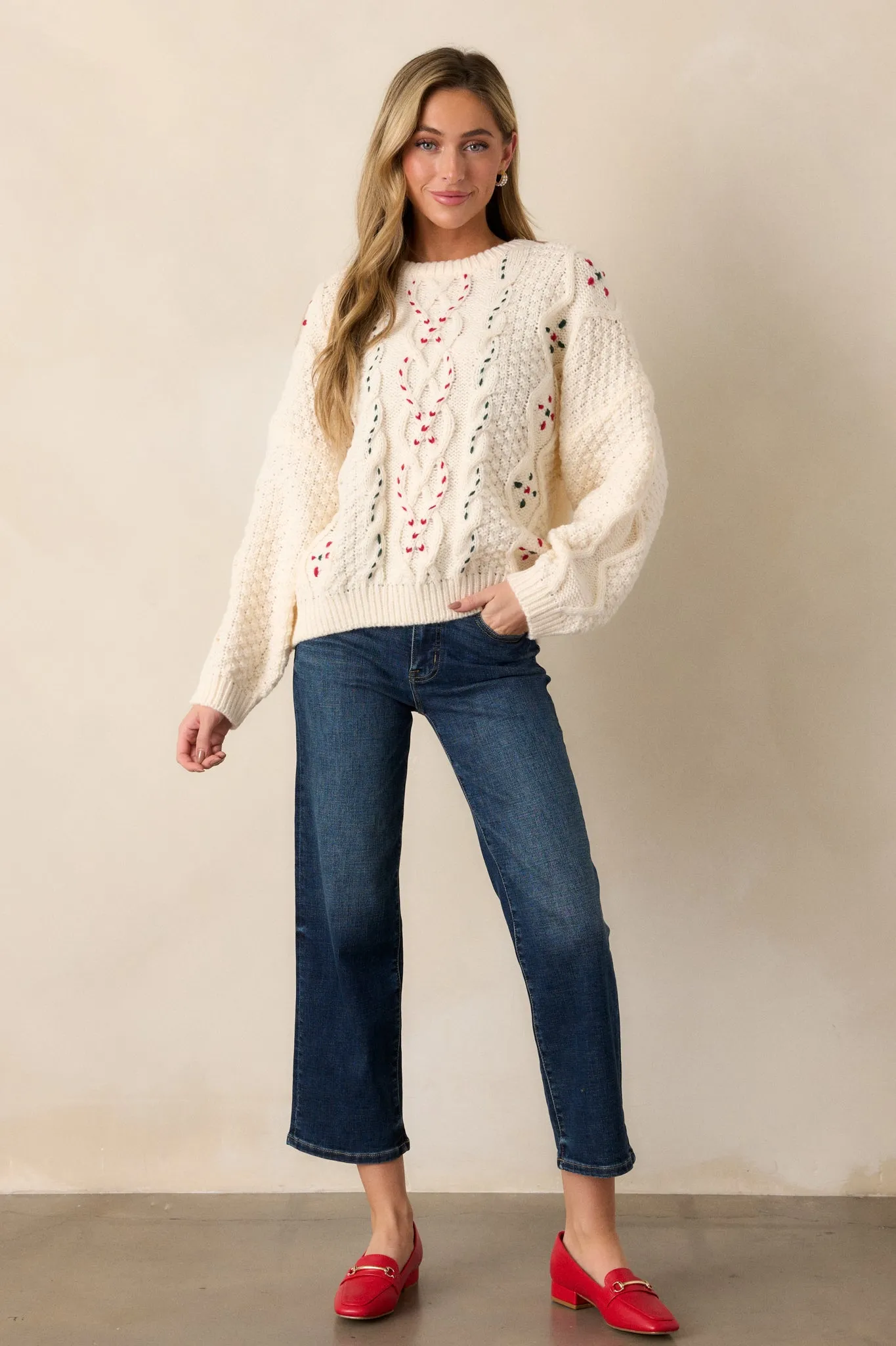 Totally Smitten Ivory Knit Sweater Top