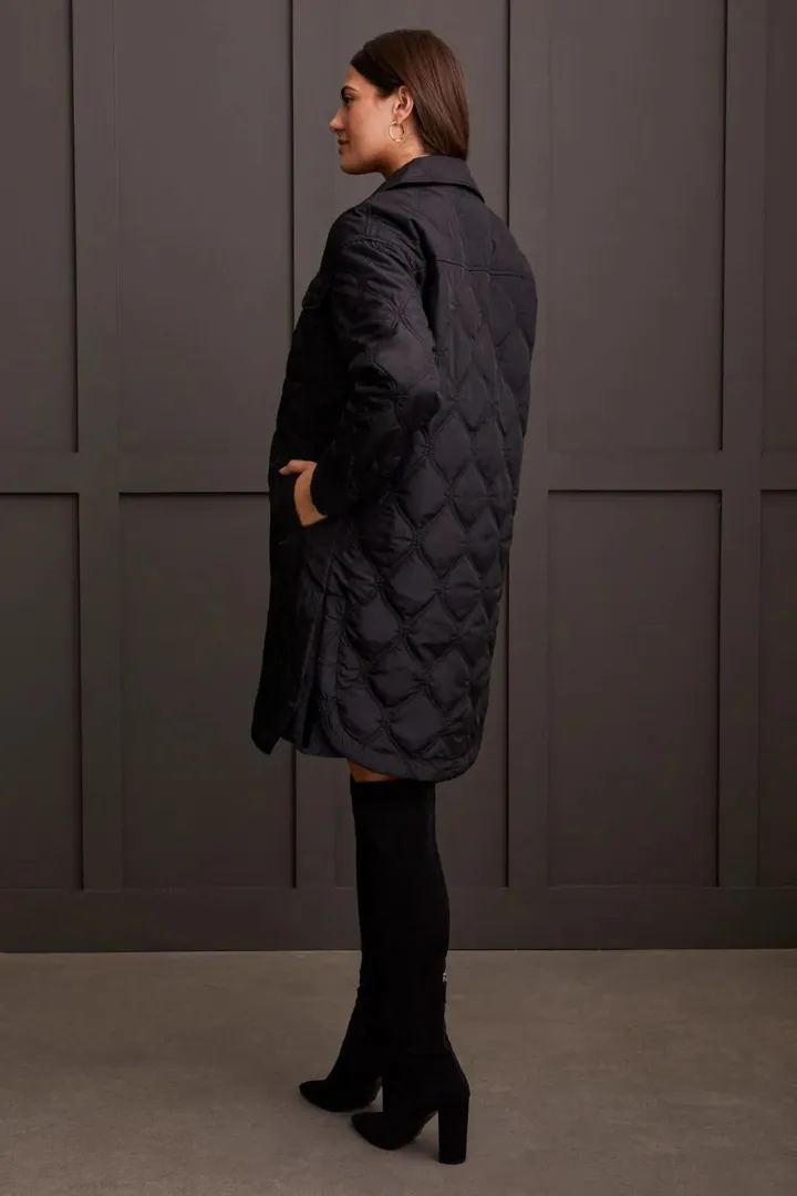 Tribal Long Quilted Button Front Jacket Style 5576