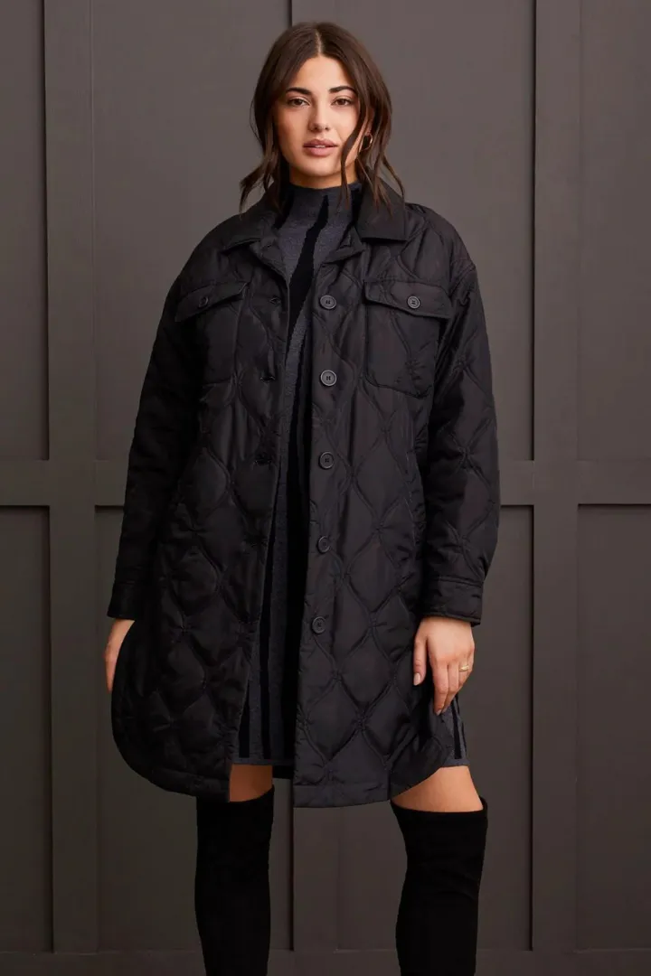Tribal Long Quilted Button Front Jacket Style 5576