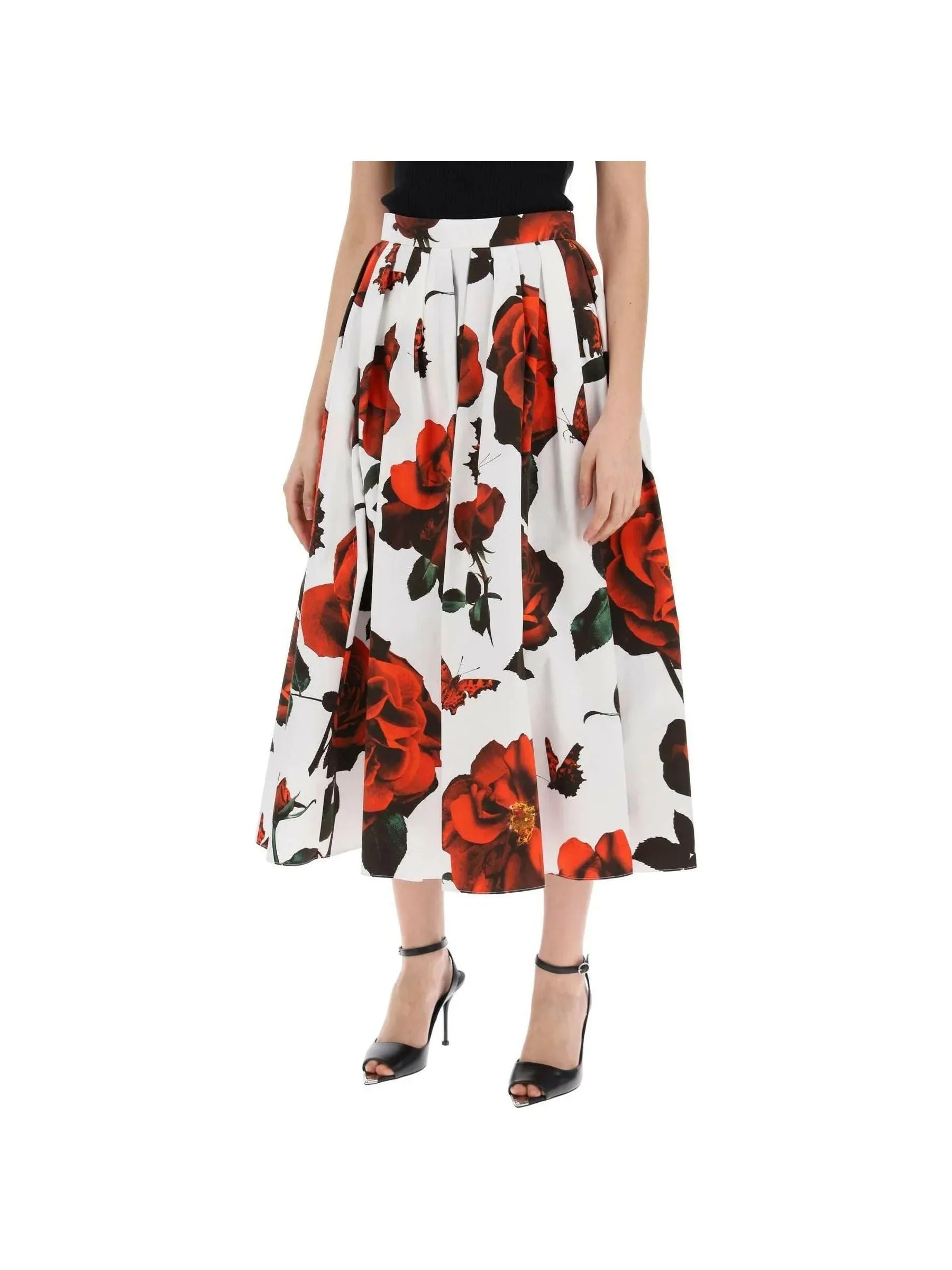 Tudor Rose Printed Cotton Skirt