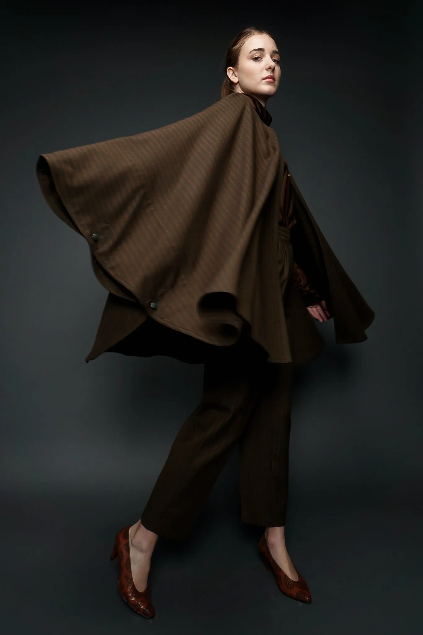 Tweed Stripe Cape & Pant Set