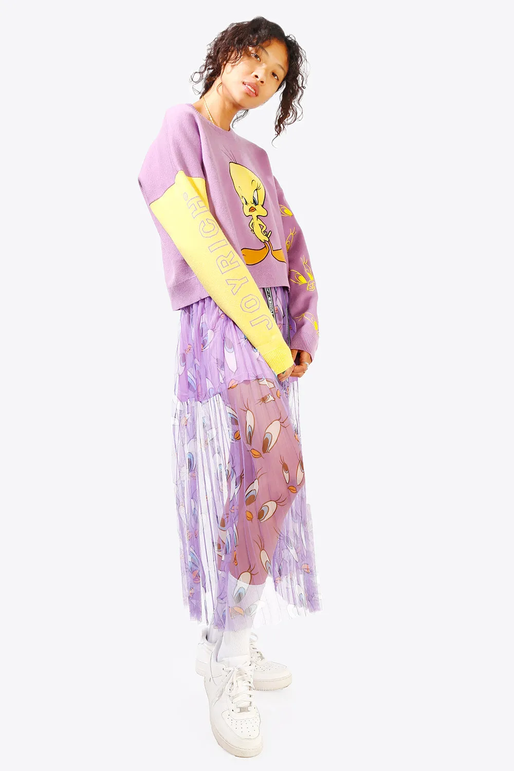 Tweety Mesh Long Skirt/ Light Purple