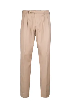 Twill Double-Pleat Wool & Cotton Trousers