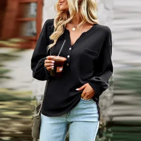 V Neck Pocket Knit Top