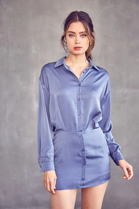 Vestido Camisero Satinado (shorts abajo)
