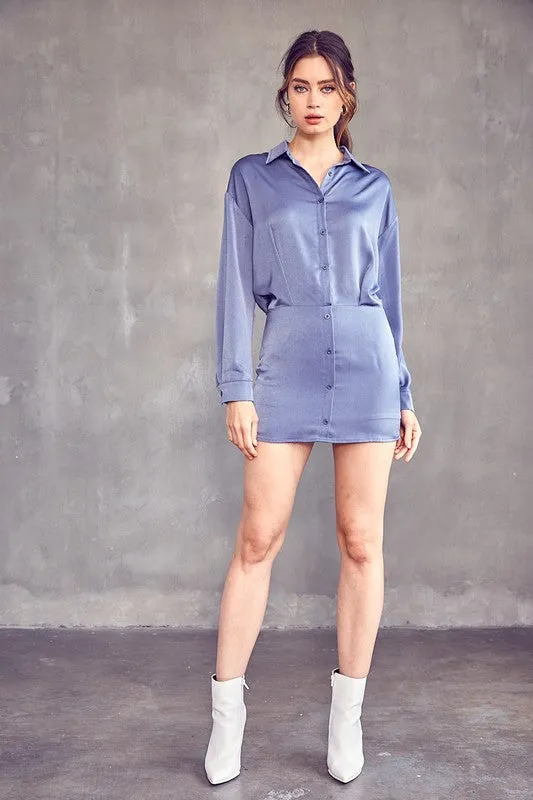 Vestido Camisero Satinado (shorts abajo)