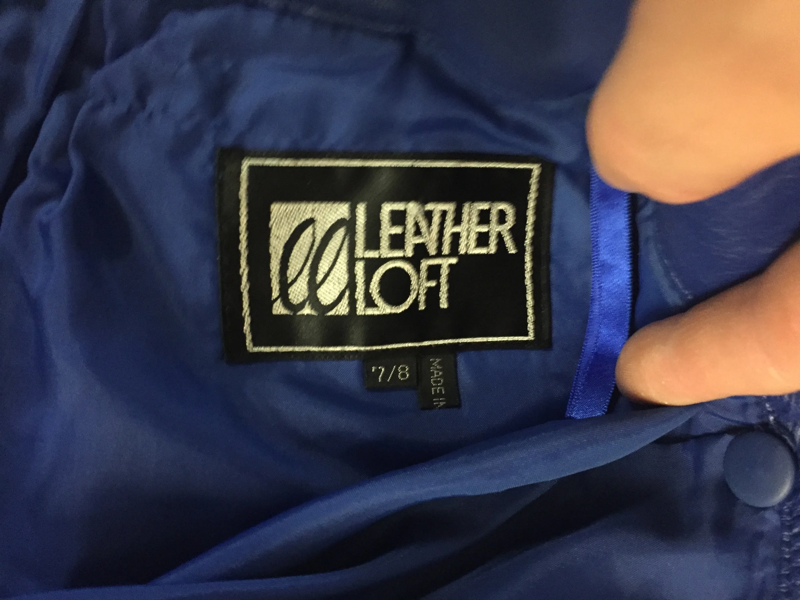 Vintage 1980's Electric Blue Leather Pencil Skirt By Leather Loft