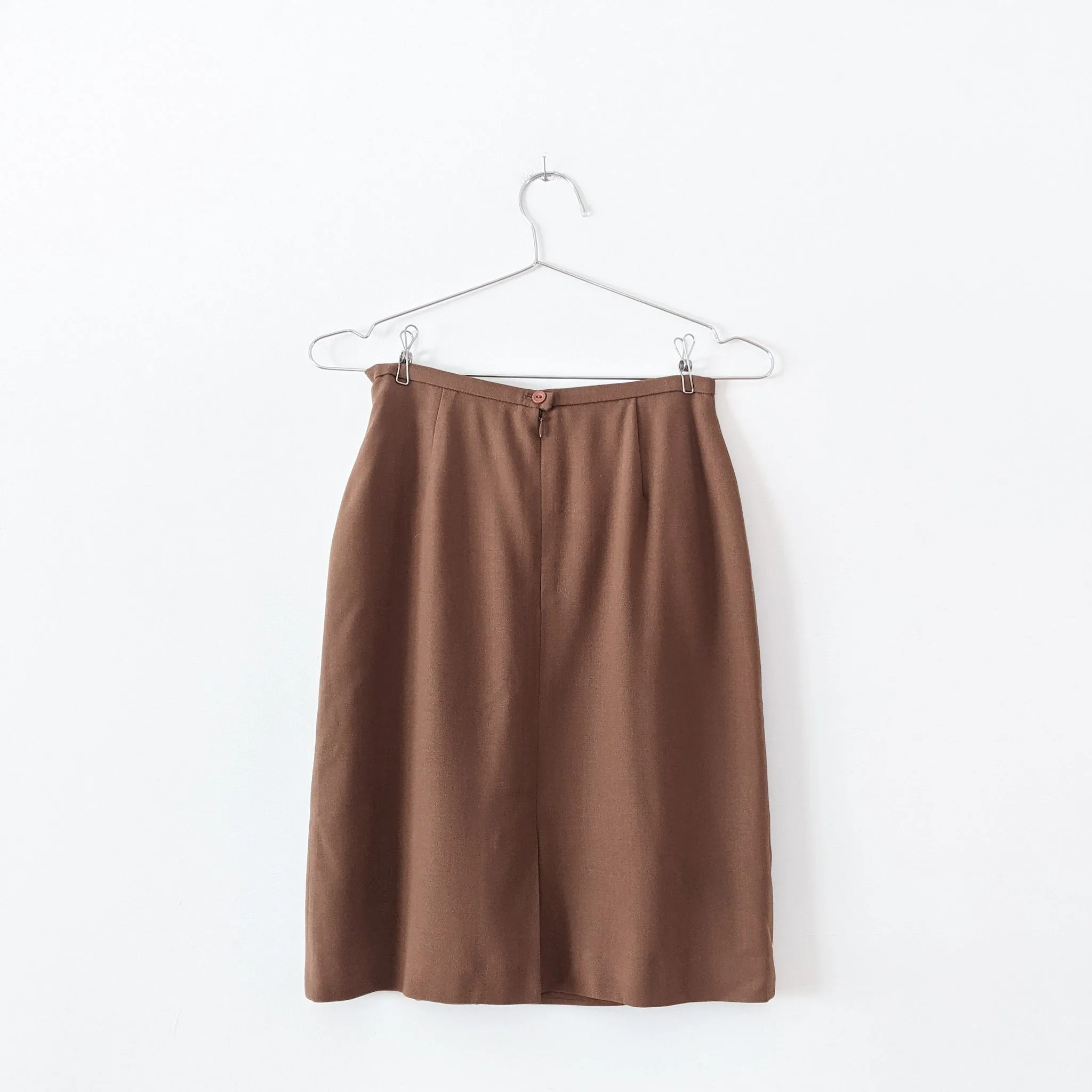 Vintage Braemar Petites Wool Skirt Brown - Made in Canada