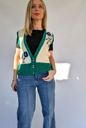 Vintage Flower Wool Boho Knitted Waistcoat