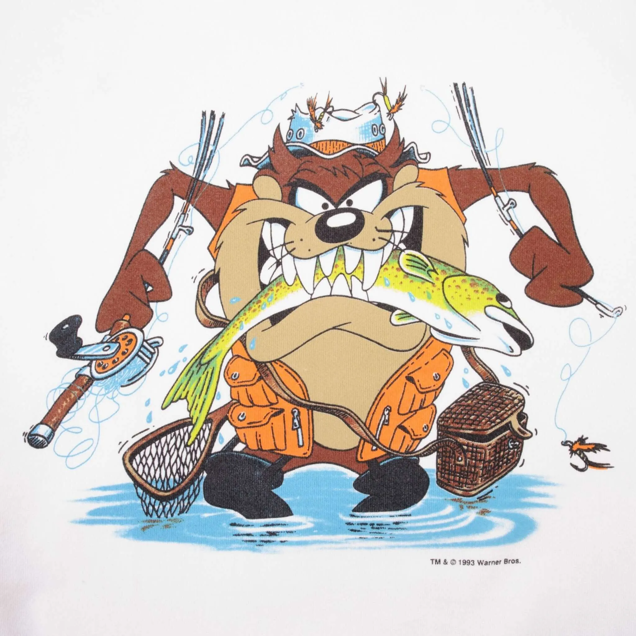 VINTAGE LOONEY TUNES TAZ FISHING SWEATSHIRT 1993 SIZE XL