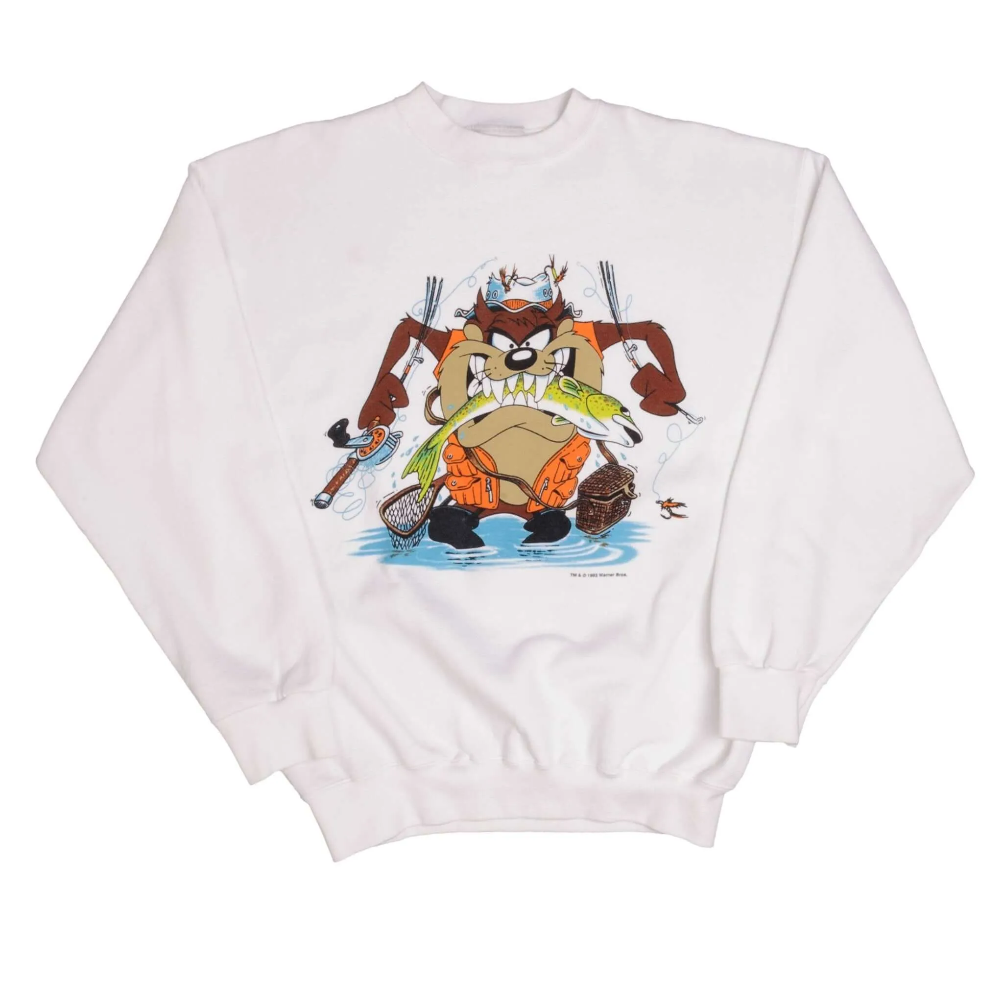 VINTAGE LOONEY TUNES TAZ FISHING SWEATSHIRT 1993 SIZE XL