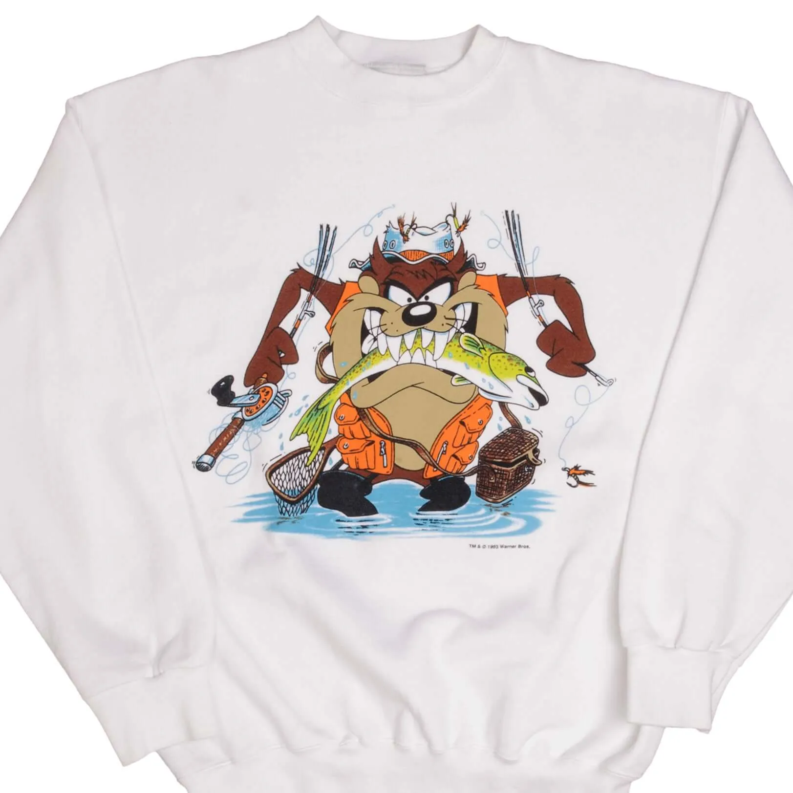 VINTAGE LOONEY TUNES TAZ FISHING SWEATSHIRT 1993 SIZE XL