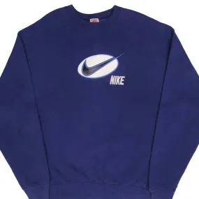 VINTAGE NIKE BIG SWOOSH BLUE SWEATSHIRT EARLY 1990S SIZE XL MADE IN USA