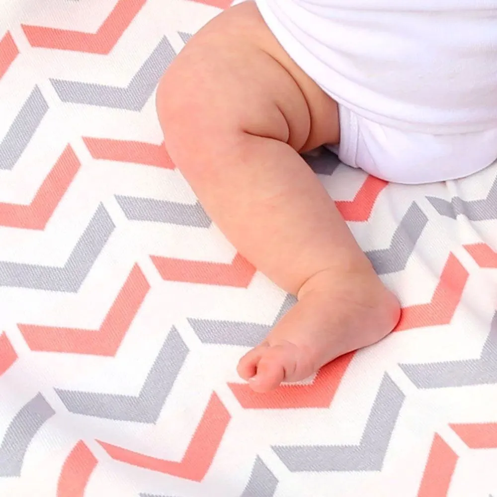 Weegoamigo Cotton Knitted Blanket - Ziggy Coral