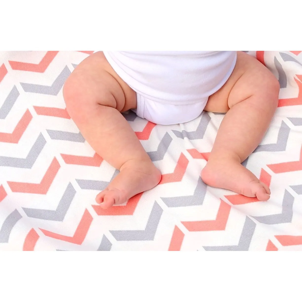 Weegoamigo Cotton Knitted Blanket - Ziggy Coral