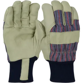 West Chester 1555/XL Pigskin Leather Palm Glove with Fabric Back and Thermal Lining - Black Knit Wrist