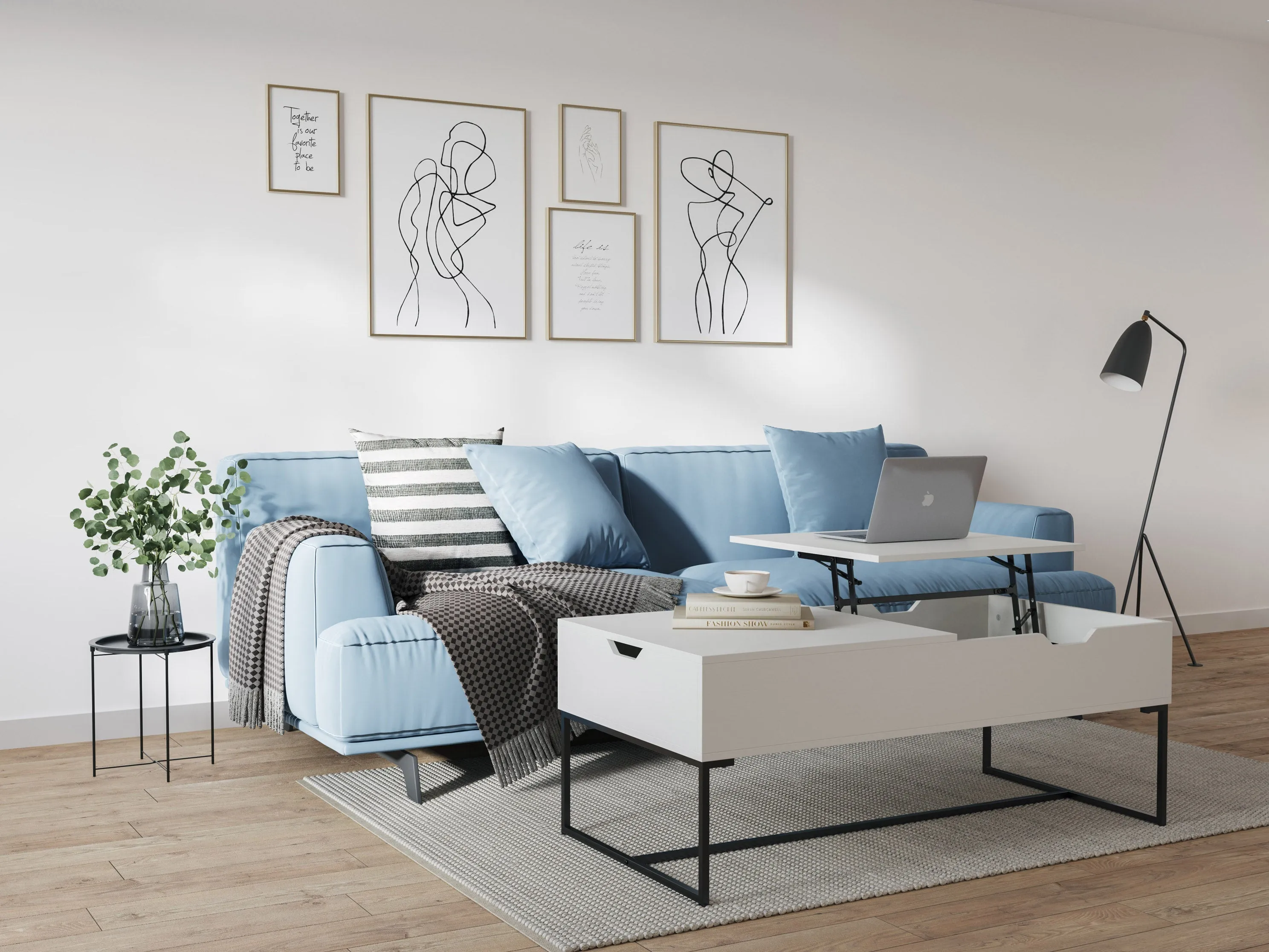 White Lift Top Coffee Table