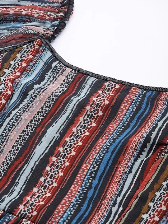 Women Striped Kurti With Dhoti Pants