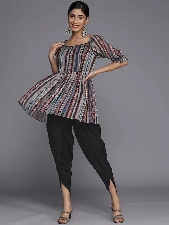 Women Striped Kurti With Dhoti Pants