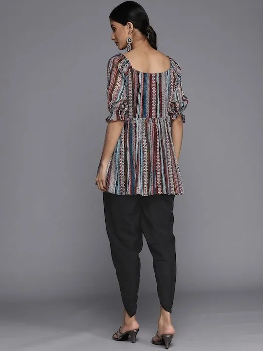 Women Striped Kurti With Dhoti Pants