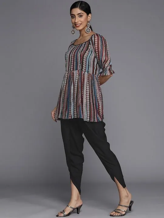 Women Striped Kurti With Dhoti Pants
