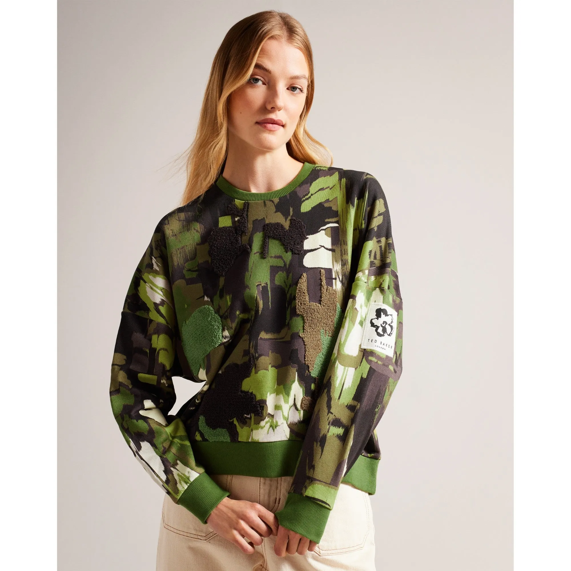 Women Wmb-Hensely-Flocked Printed Sweat - Lt-Green