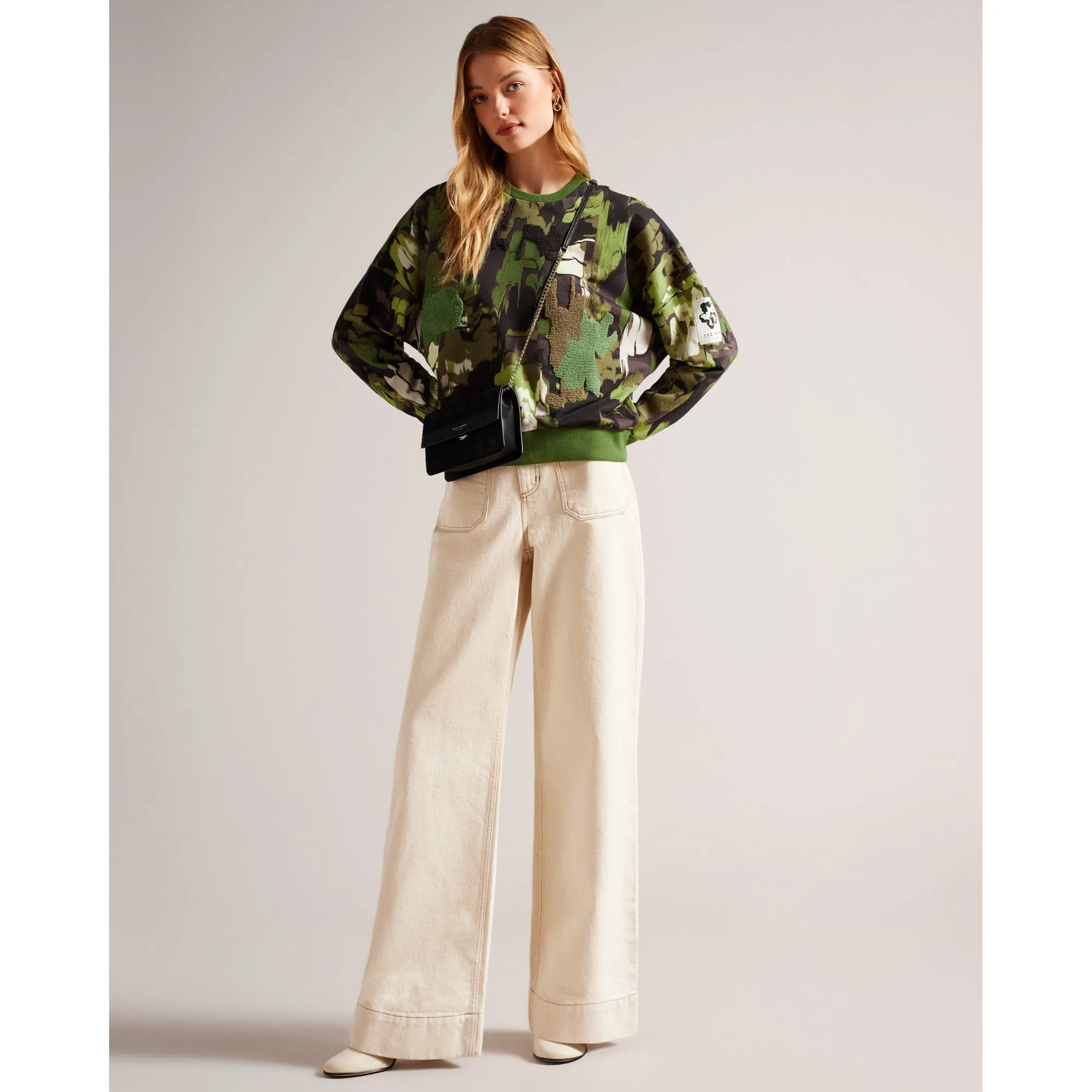 Women Wmb-Hensely-Flocked Printed Sweat - Lt-Green