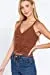 Women's Front Ruched Detail Cami Heavy Rib Knit Top