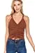 Women's Front Ruched Detail Cami Heavy Rib Knit Top